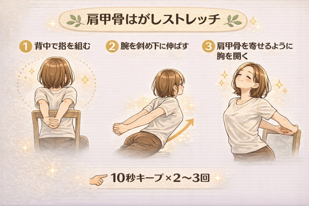 肩甲骨がガチガチなママへ｜簡単ストレッチ3選